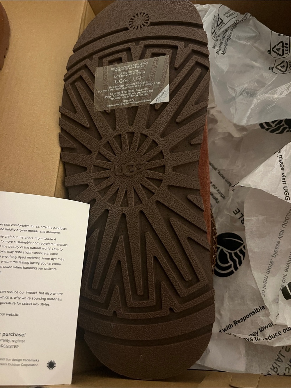 UGG Chestnut Suede Shearling Moccasin Slipper - Picture 3 of 7